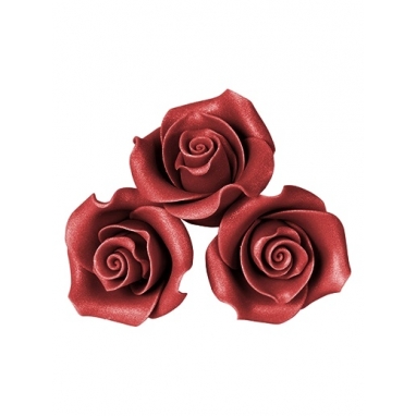 Róże cukrowe mercedes perłowy burgund do dekoracji tortu 10 szt.
